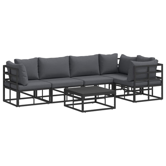 Garden Sofa Set 6 pcs Black Aluminium