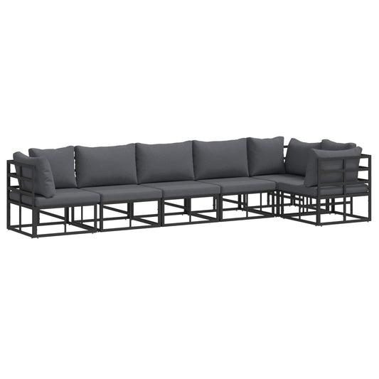 Garden Sofa Set 6 pcs Black Aluminium