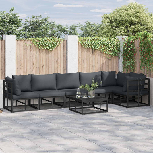 Garden Sofa Set 7 pcs Black Aluminium