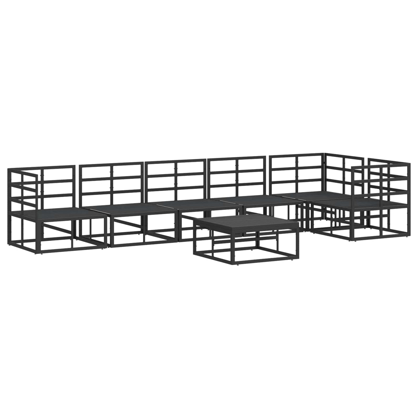 Garden Sofa Set with Cushion 7 pcs Black Aluminium