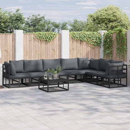 Garden Sofa Set with Cushion 8 pcs Black Aluminium