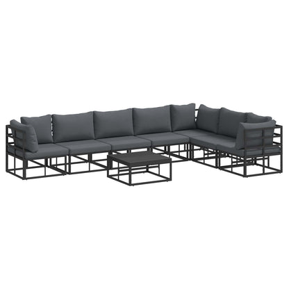 Garden Sofa Set with Cushion 8 pcs Black Aluminium