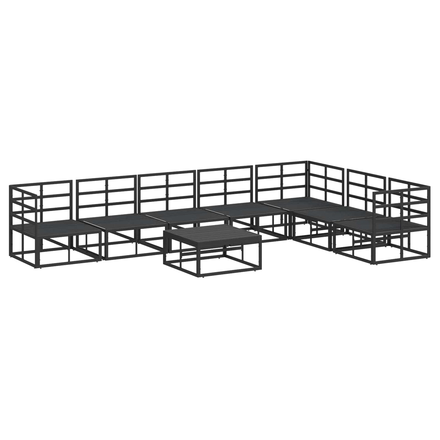 Garden Sofa Set with Cushion 8 pcs Black Aluminium