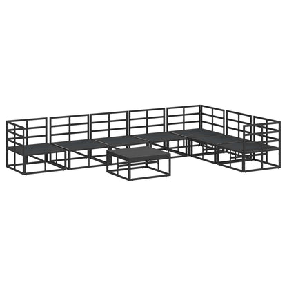 Garden Sofa Set with Cushion 8 pcs Black Aluminium