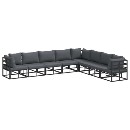 Garden Sofa Set with Cushion 8 pcs Black Aluminium