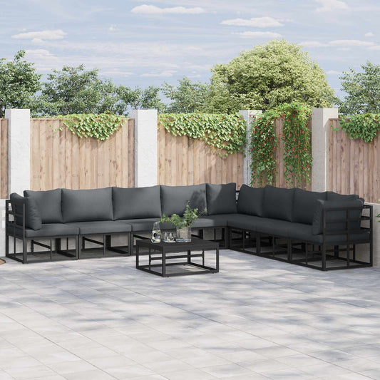Garden Sofa Set 9 pcs Black Aluminium