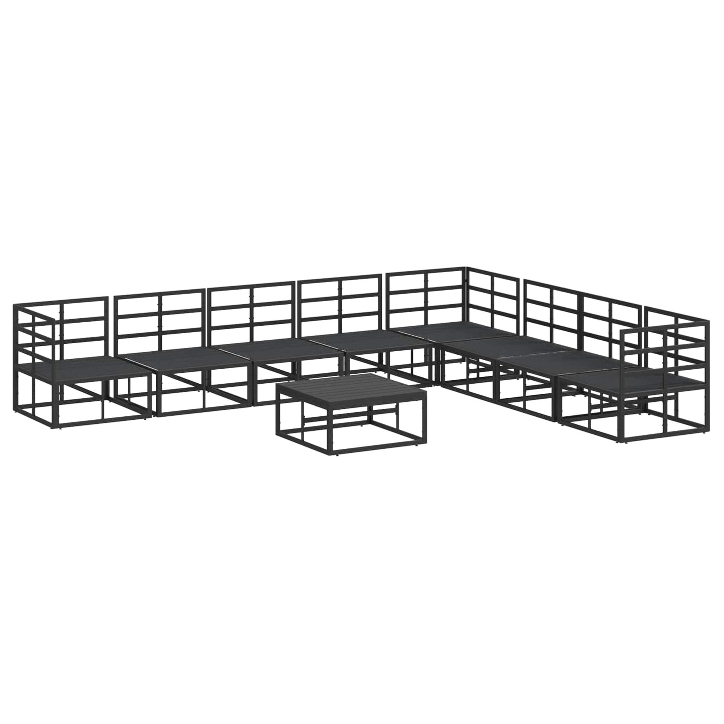 Garden Sofa Set with Cushion 9 pcs Black Aluminium