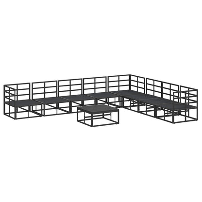 Garden Sofa Set with Cushion 9 pcs Black Aluminium