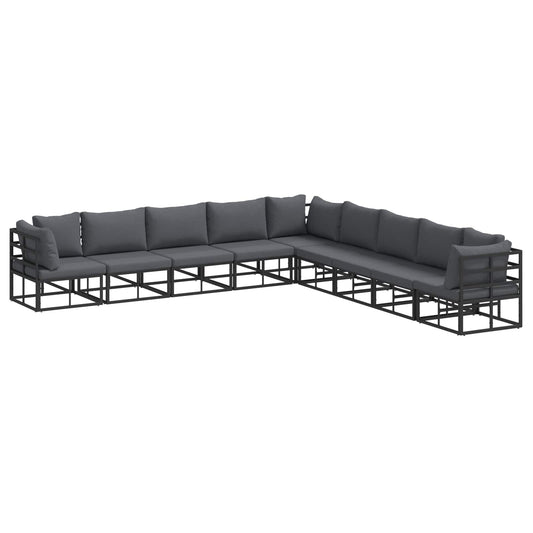 Garden Sofa Set 9 pcs Black Aluminium