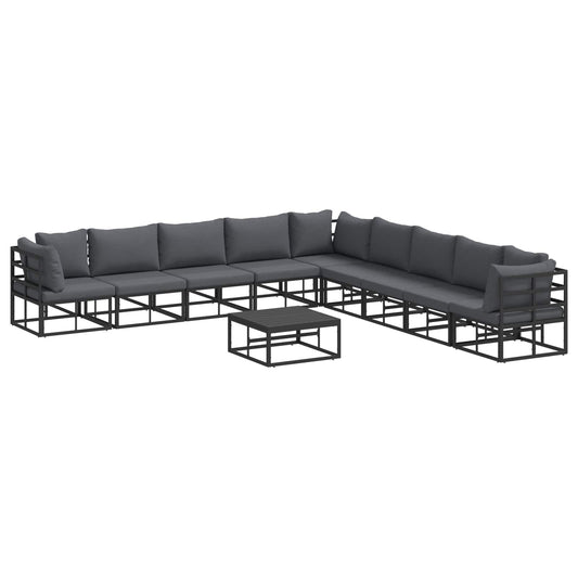 Garden Sofa Set 10 pcs Black Aluminium