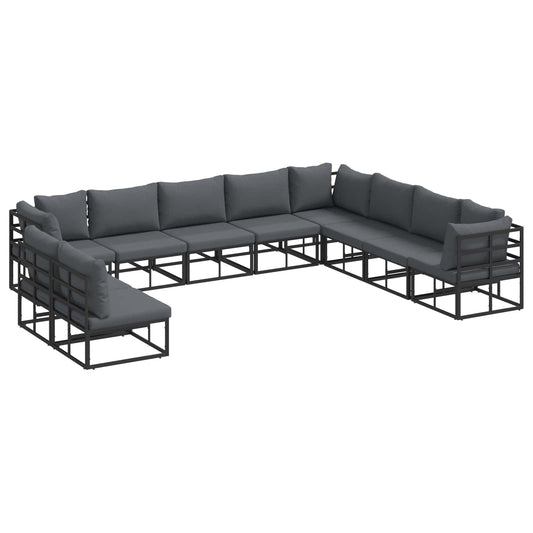 Garden Sofa Set 10 pcs Black Aluminium