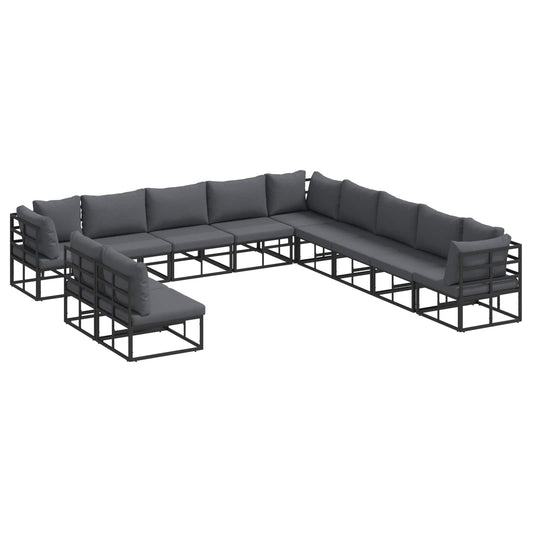 Garden Sofa Set 11 pcs Black Aluminium