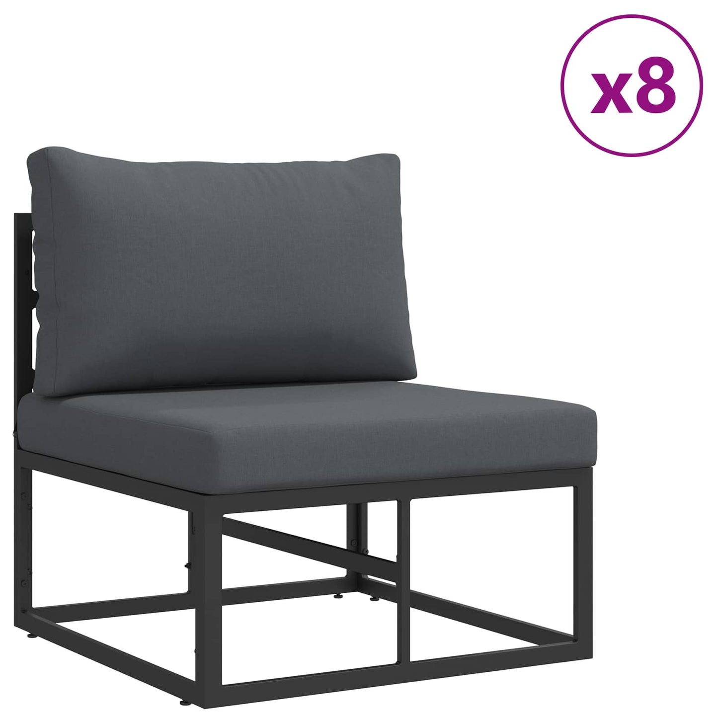 Garden Sofa Set with Cushion 11 pcs Black Aluminium