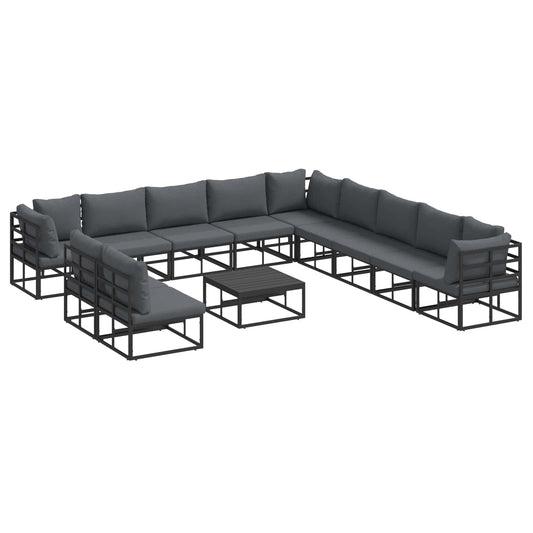 Garden Sofa Set 12 pcs Black Aluminium