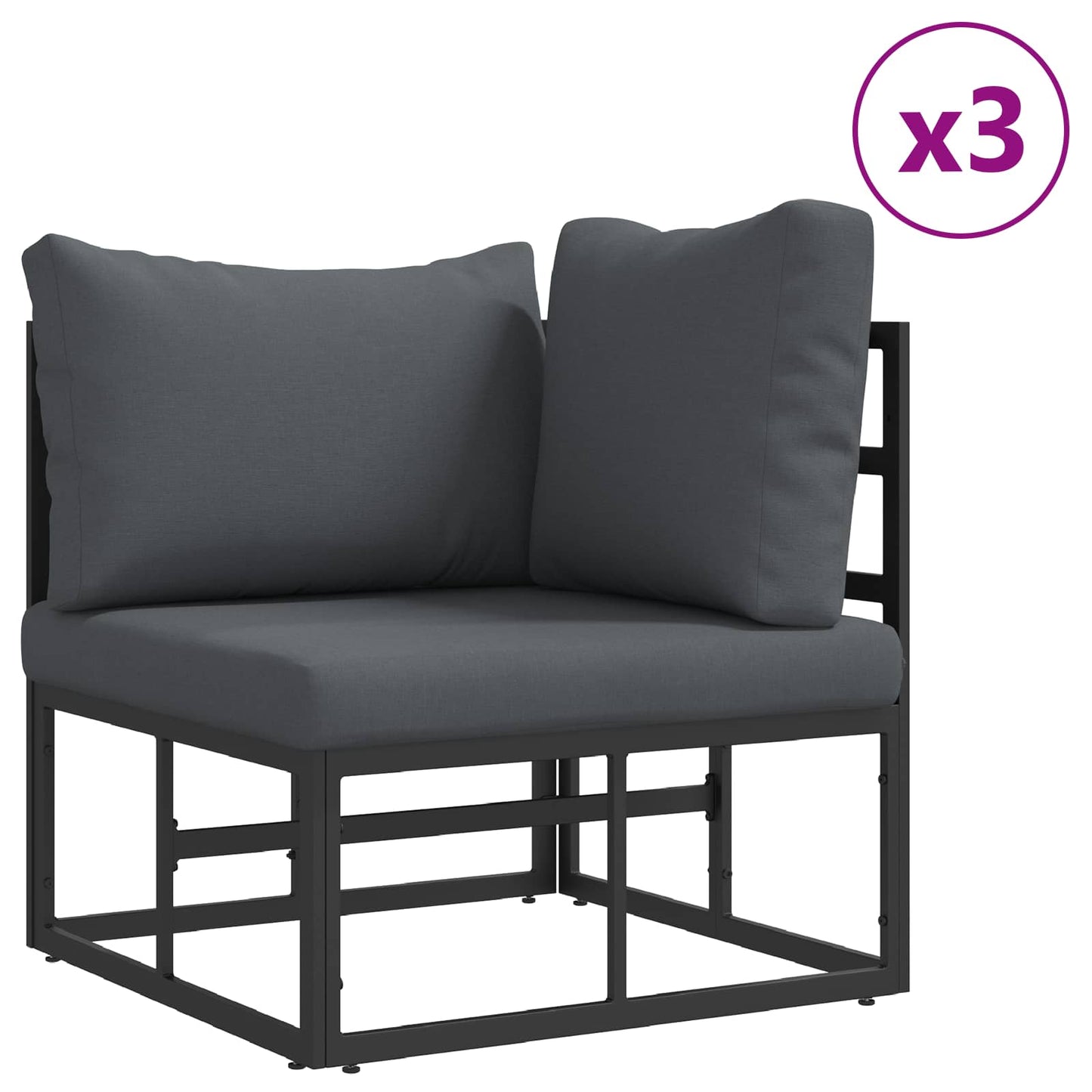 Garden Sofa Set with Cushion 12 pcs Black Aluminium