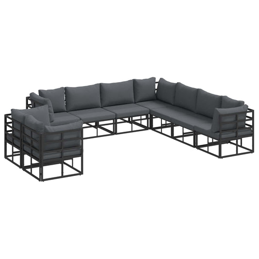 Garden Sofa Set 9 pcs Black Aluminium
