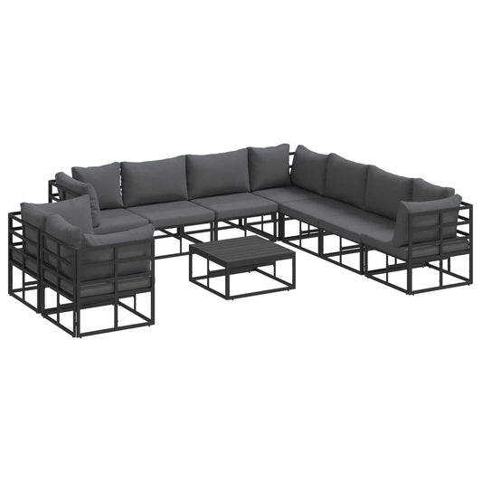 Garden Sofa Set 10 pcs Black Aluminium