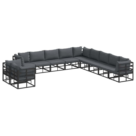 Garden Sofa Set 11 pcs Black Aluminium