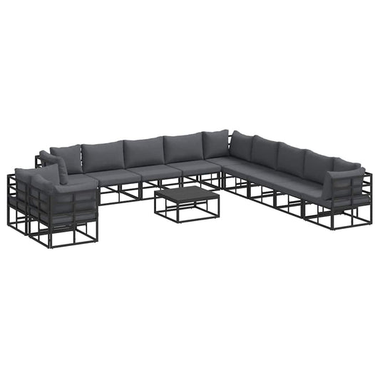 Garden Sofa Set 12 pcs Black Aluminium