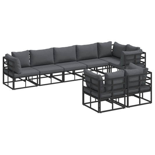 Garden Sofa Set 8 pcs Black Aluminium