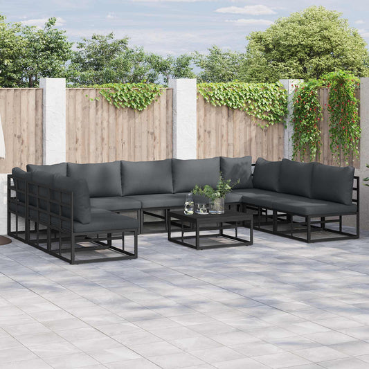 Garden Sofa Set 9 pcs Black Aluminium