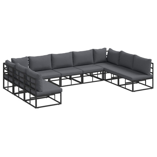 Garden Sofa Set 9 pcs Black Aluminium