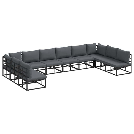 Garden Sofa Set 10 pcs Black Aluminium