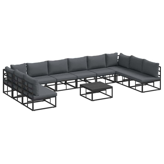 Garden Sofa Set 11 pcs Black Aluminium