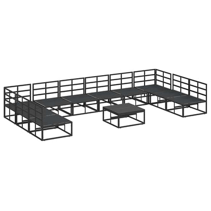 Garden Sofa Set with Cushion 11 pcs Black Aluminium