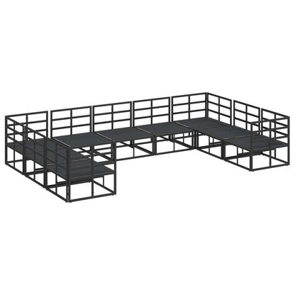 Garden Sofa Set with Cushion 9 pcs Black Aluminium