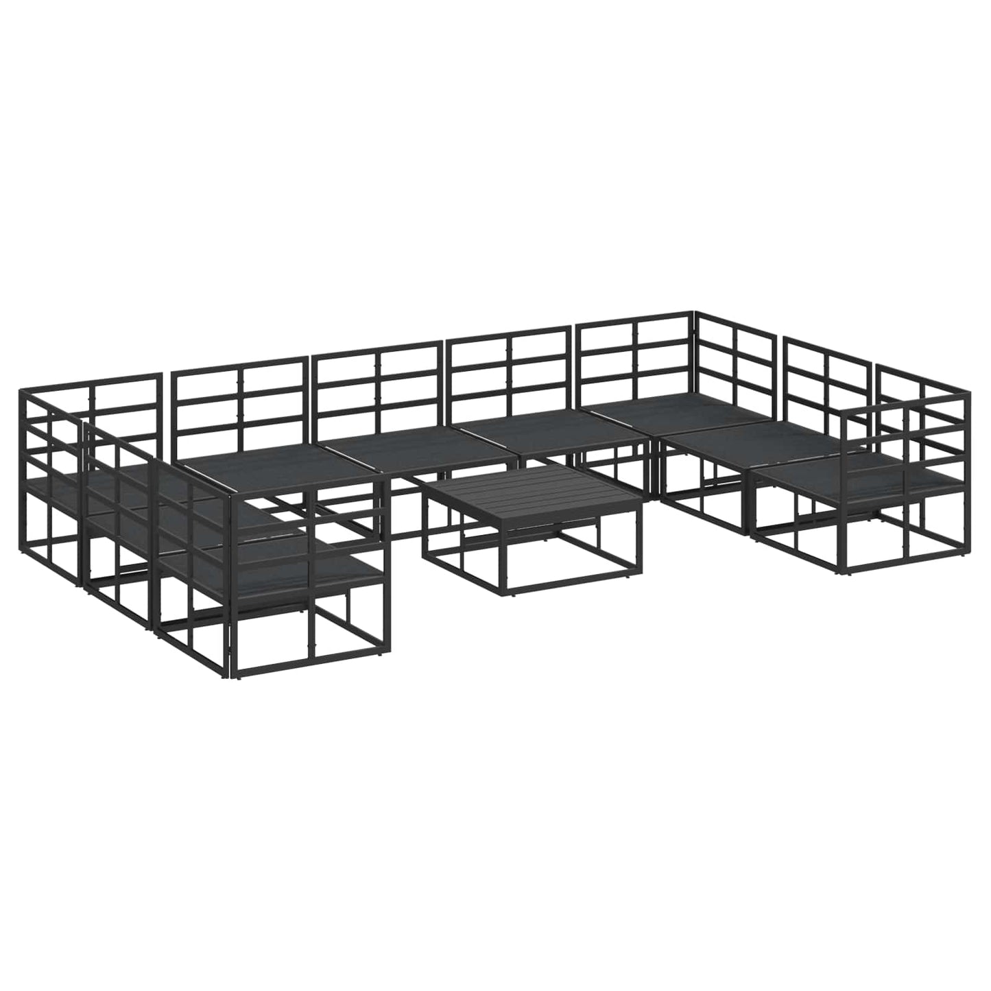Garden Sofa Set with Cushion 10 pcs Black Aluminium