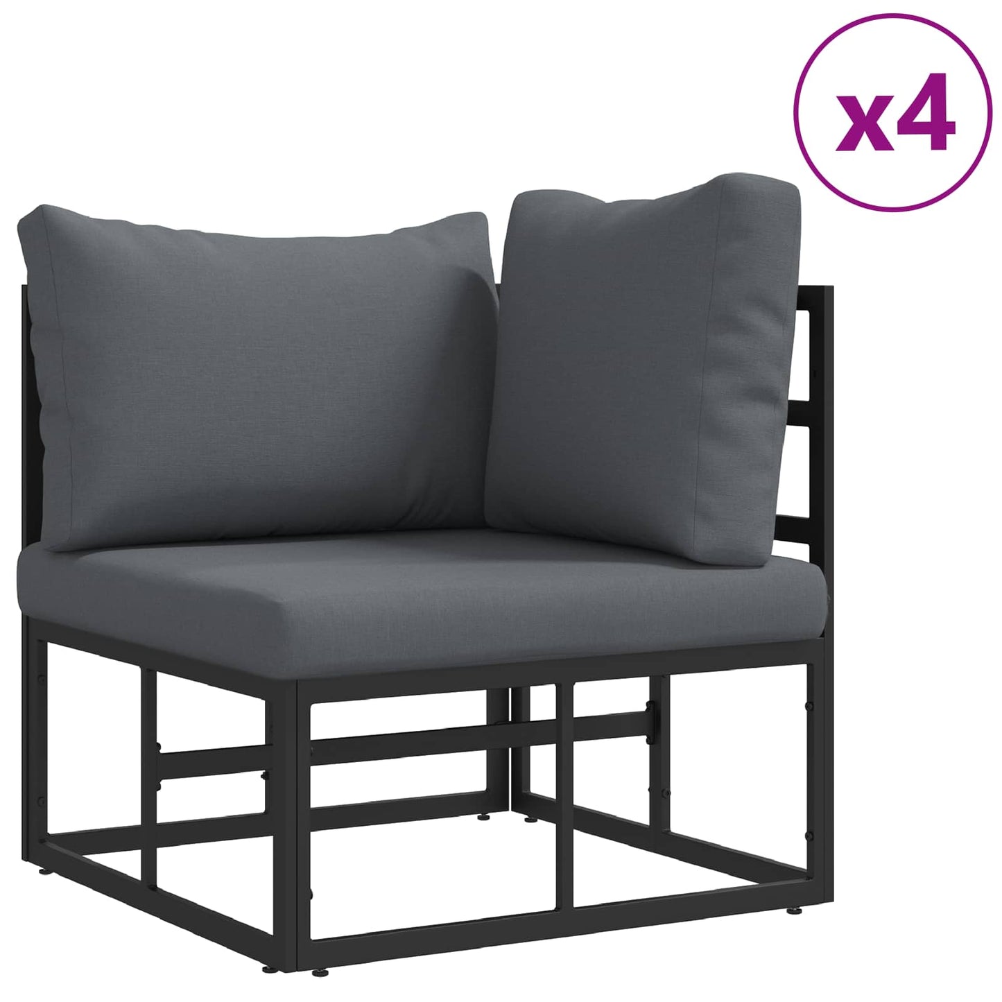 Garden Sofa Set with Cushion 10 pcs Black Aluminium