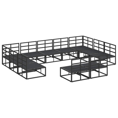 Garden Sofa Set with Cushion 11 pcs Black Aluminium