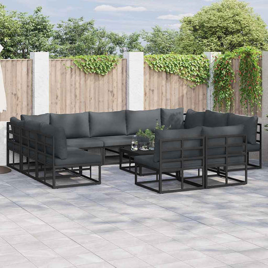 Garden Sofa Set 12 pcs Black Aluminium