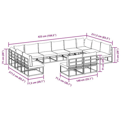 Garden Sofa Set with Cushion 12 pcs Black Aluminium
