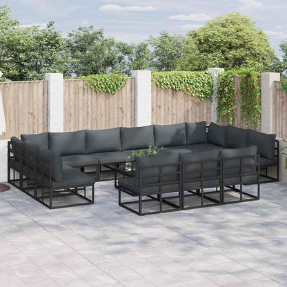 Garden Sofa Set with Cushion 13 pcs Black Aluminium