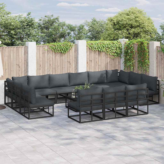 Garden Sofa Set 13 pcs Black Aluminium