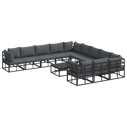 Garden Sofa Set 12 pcs Black Aluminium