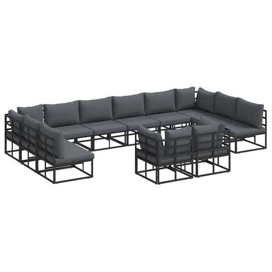 Garden Sofa Set 12 pcs Black Aluminium