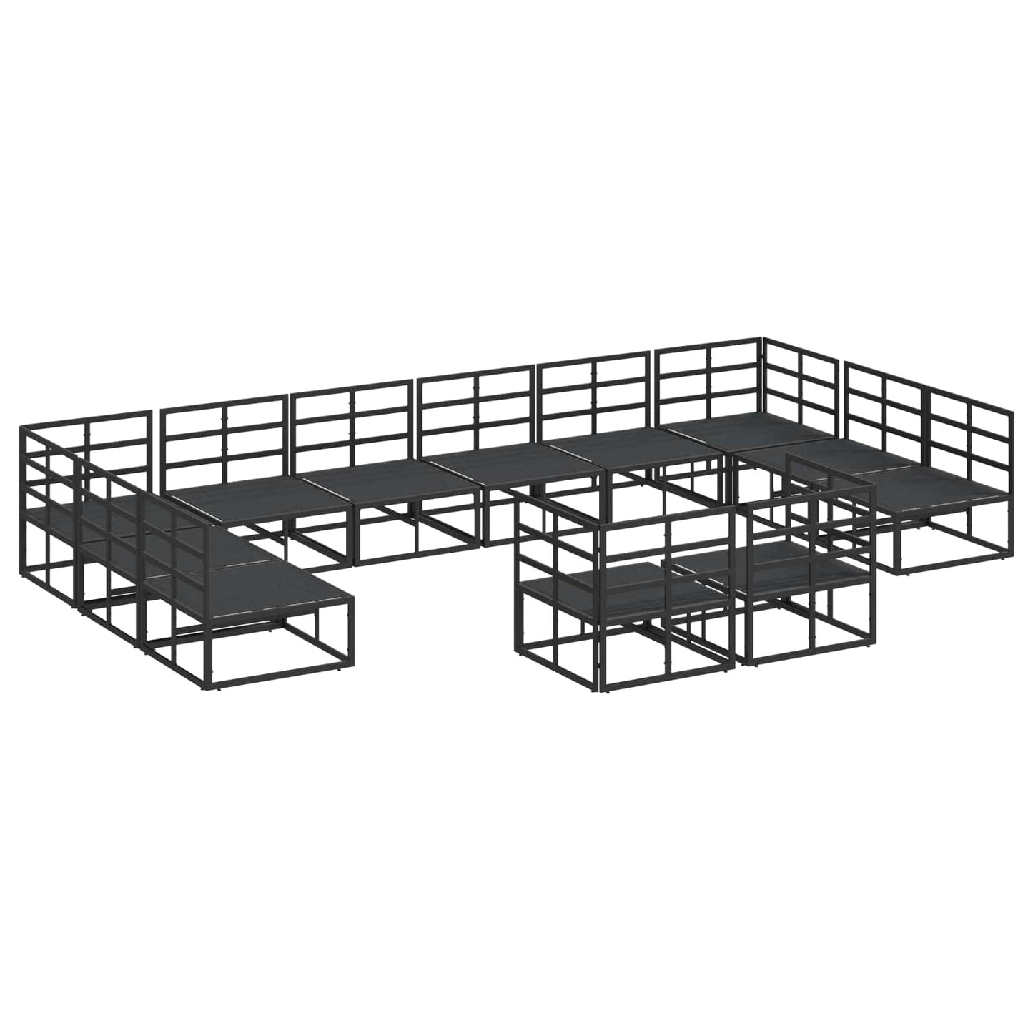 Garden Sofa Set with Cushion 12 pcs Black Aluminium