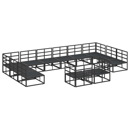 Garden Sofa Set with Cushion 12 pcs Black Aluminium
