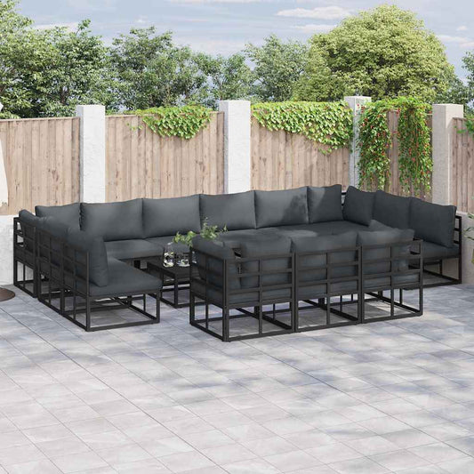 Garden Sofa Set 13 pcs Black Aluminium