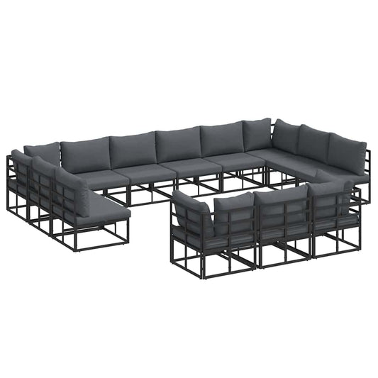 Garden Sofa Set 13 pcs Black Aluminium