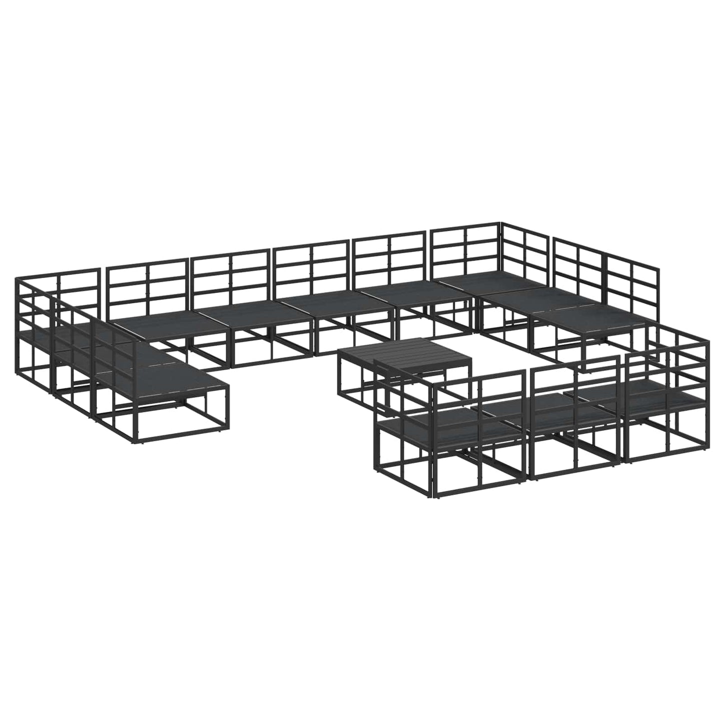 Garden Sofa Set with Cushion 14 pcs Black Aluminium