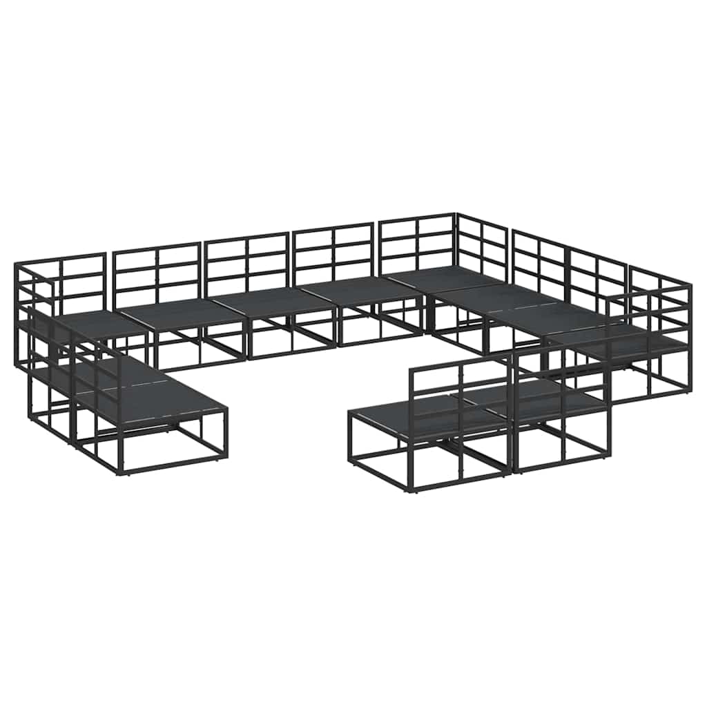 Garden Sofa Set with Cushion 12 pcs Black Aluminium