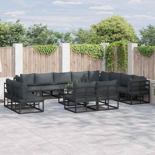 Garden Sofa Set 13 pcs Black Aluminium