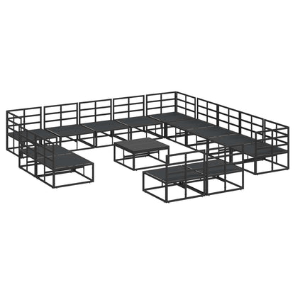 Garden Sofa Set with Cushion 14 pcs Black Aluminium