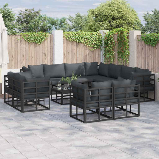 Garden Sofa Set 11 pcs Black Aluminium