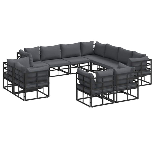 Garden Sofa Set 11 pcs Black Aluminium