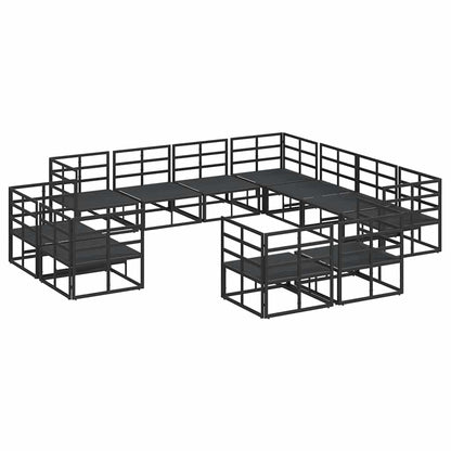Garden Sofa Set with Cushion 11 pcs Black Aluminium